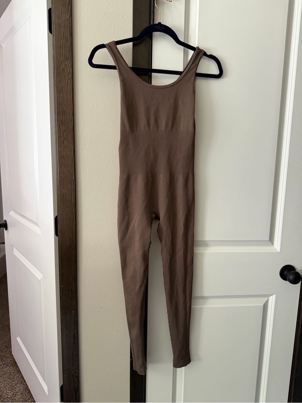 OQQ Ribbed Jumpsuit in Taupe
